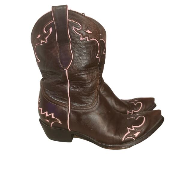 Vintage Old Gringo Women’s 10 B Chocolate Pink Leather Cowboy Boots Embroidered - Picture 2 of 8